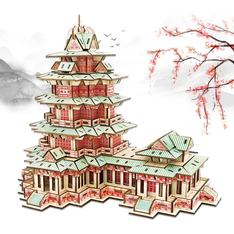 Chinese-Style 3D DIY Wooden Villa Model Kit