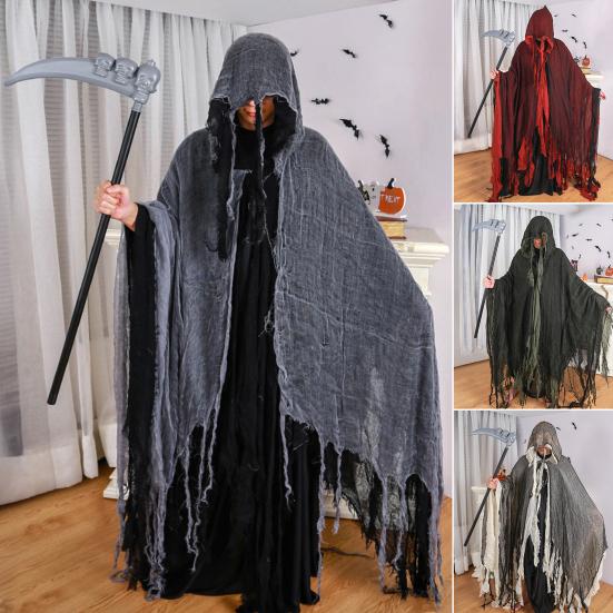 Pelerină cu glugă de Halloween Costum Cosplay Moartea Grimă pentru Adulți cu Coasă Pelerină de Vrăjitor Medievală Renascentistă pentru Recuzită Casă Bântuită
