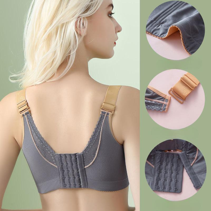 Sexy Sexy Large Size Front Buckle Lace Back Summer Thin Section Adjusted Poly Polymerization Without Steel Ring To Collect Secondary Breasts Cover
