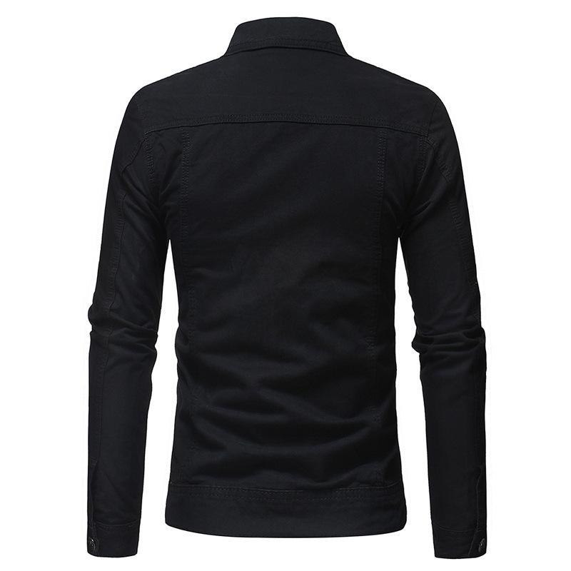 Men's Slim Denim Lapel Jacket - Solid Color, Large Size for Autumn & Winter