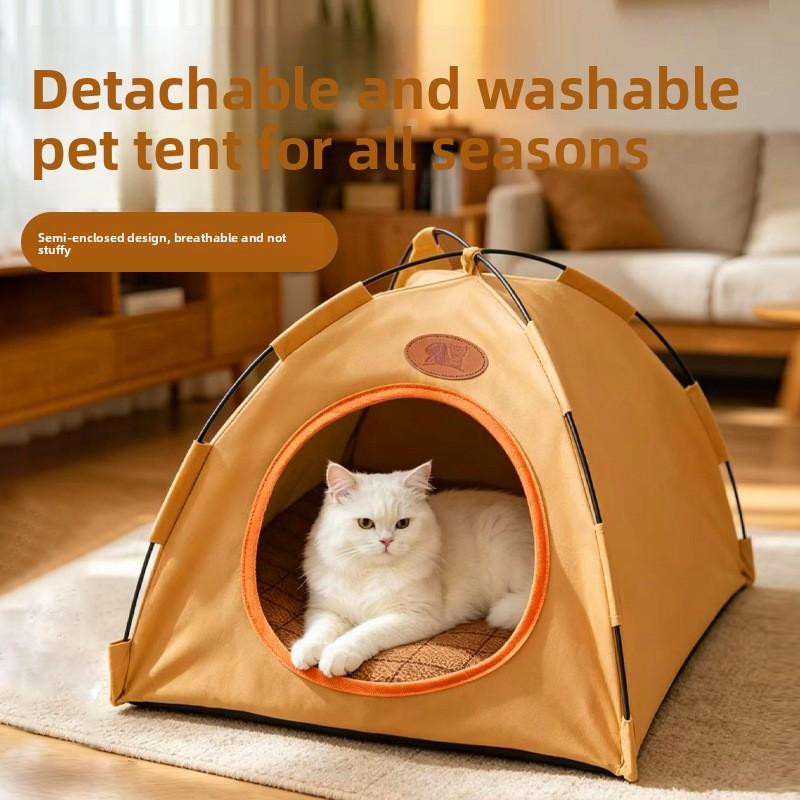 Foldable Pet Cat Tent Suitable All Four Seasons Closed Design Breathable Cat House Waterproof Stable Pet Kennel Outdoor Camping