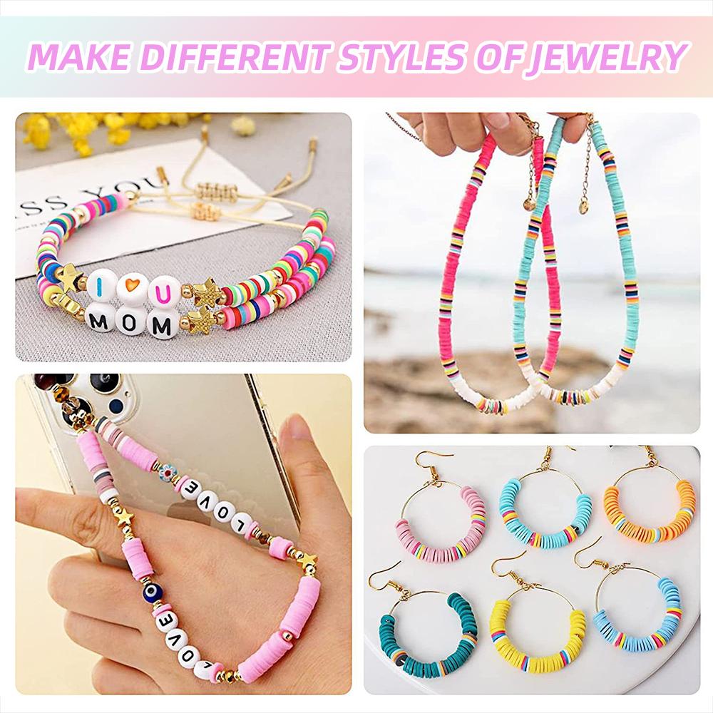 Rychlé elektrické točítko na korálky z polymerové hmoty - sada 48 barev plochých korálků - Výroba šperků, DIY korálky na pas, Náramky, Náhrdelník