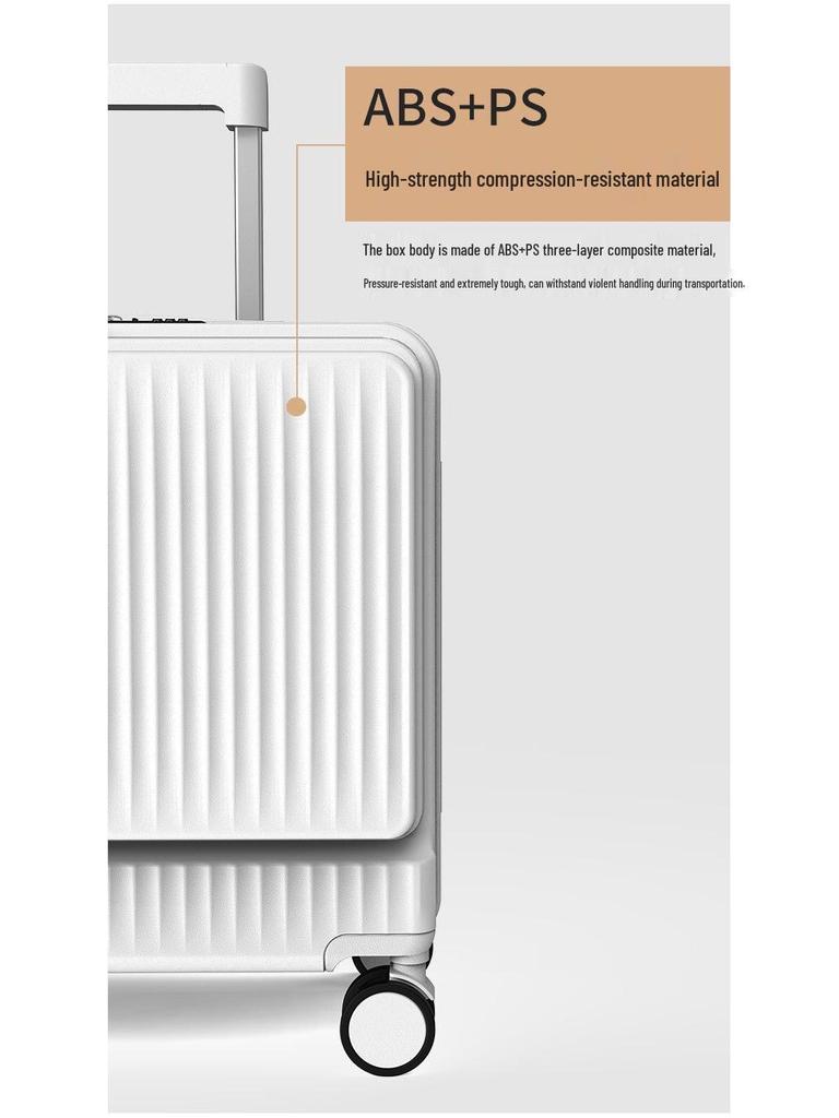 18-calowa aluminiowa walizka podręczna z otwieraniem od przodu, zamkiem szyfrowym i bardzo dużą pojemnością.