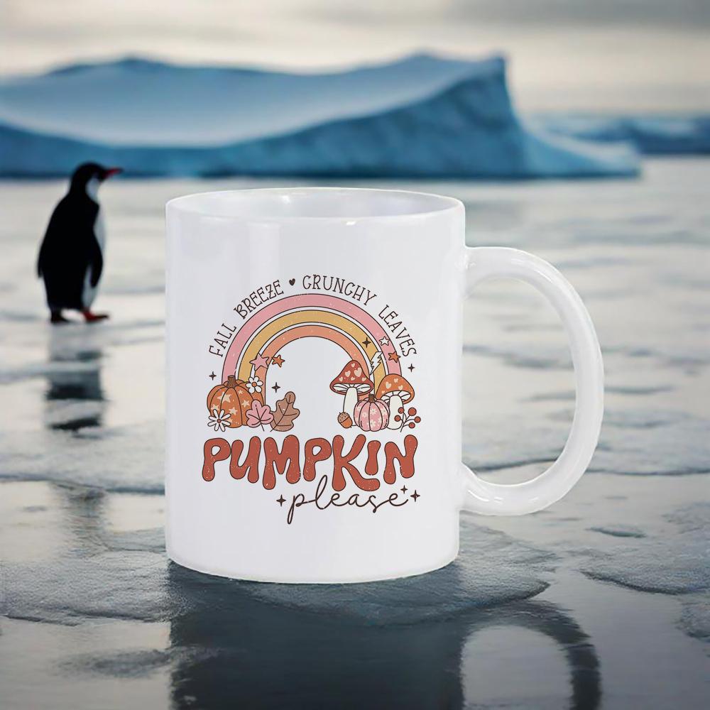 

Thanksgiving Themed Ceramic Mug Pumpkin Pattern Coffee Mug Sunflower Breakfast Cup Orange Drinkware Creative Gift for Parents 330ml