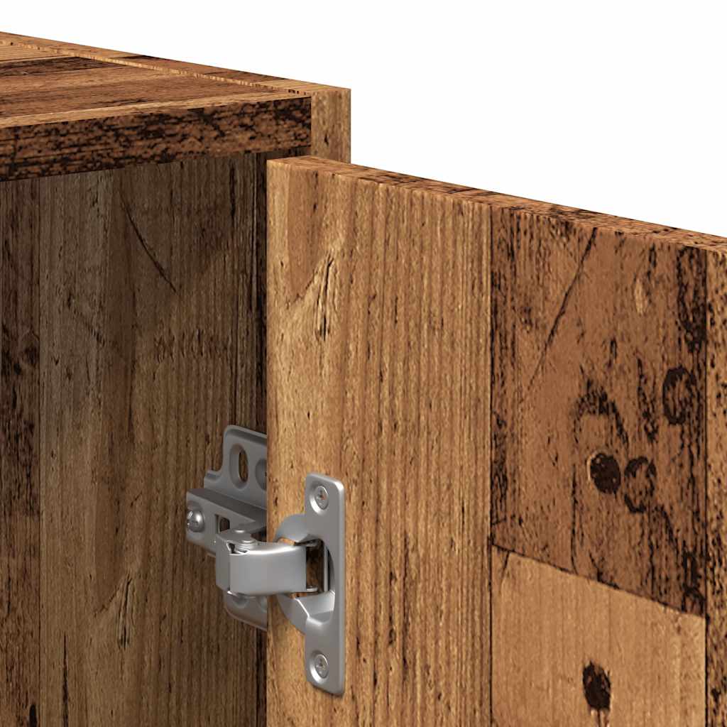 Bathroom Cabinet with Mirror Rustic Wood Look Engineered Wood
