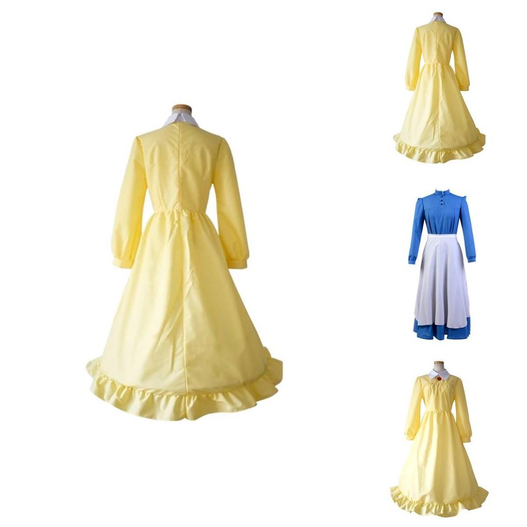 Howl's Moving Castle Sophie Cuff Buttoned Dress Cosplay Outfit With Hat