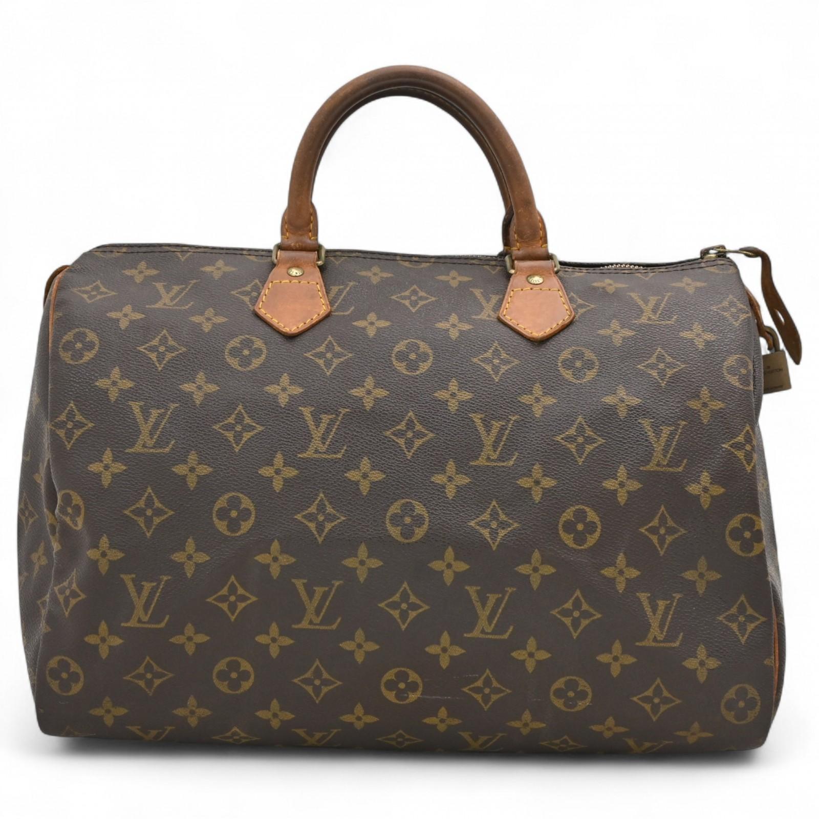 

Auth LOUIS VUITTON Monogram Speedy 35 Boston Bag Brown PVC M41524 lv5636bf