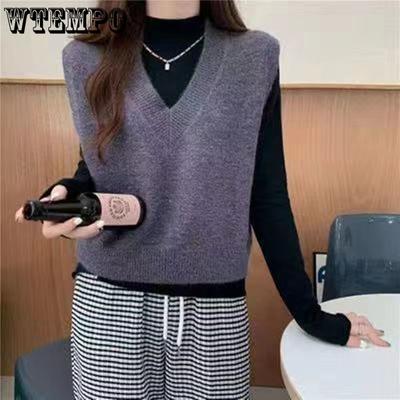 Women's Fashionable Sweater Vest Stylish Korean Style Short Pullover Knitted Vest