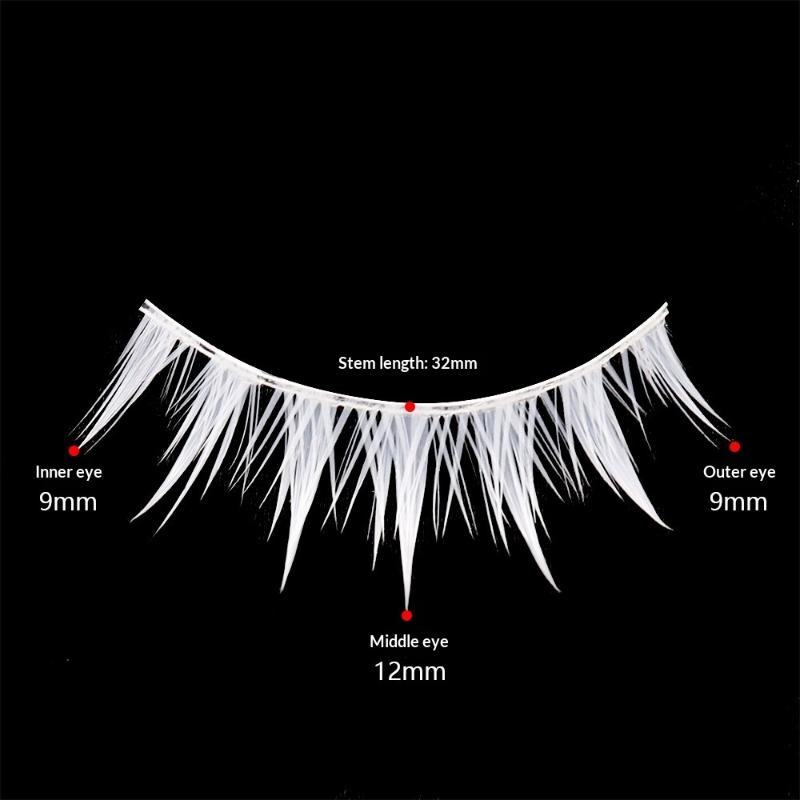 3Pairs Cross Strip White Eyelashes for Cosplay Makeup Natural Looking Long Lashes