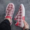 Popular Men's Shoes 2025 Summer New Board Shoes Men's Retro Printing Fashionable Breathable and Comfortable Board Shoes Soft-soled Canvas Shoes