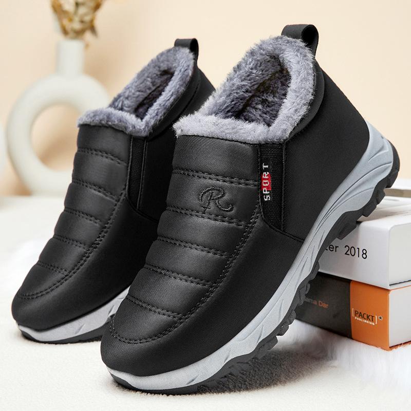 Women S Winter Fleece Lined Snow Boots Non Slip Couple Walking Shoes