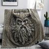 Viking Warrior Pattern Flannel Blanket, High Quality Comfortable for All Seasons, Home Decor, Warmth and Comfort, Perfect for Gifts.