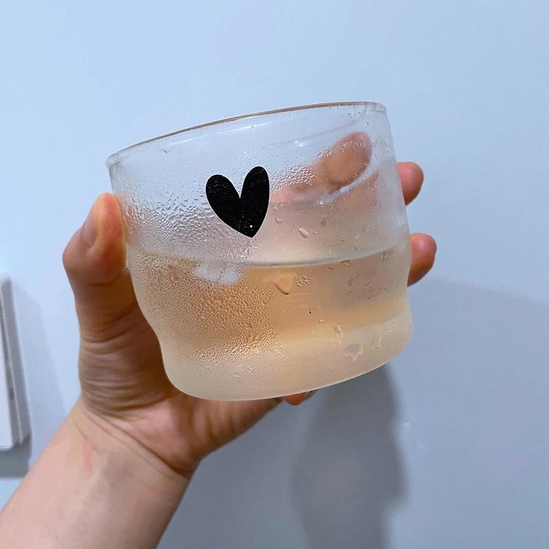 Korean Smile Glass Cup Cute Transparent Drinkware Stackable Transparent Bottle Breakfast Drinking Cups Coffee Utensil Couple Mug