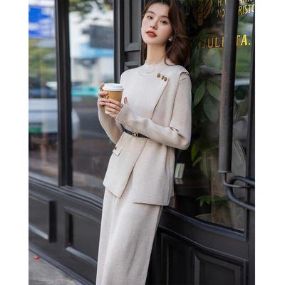 Mocana Damen Old Money Stil Weste & Kleid Set