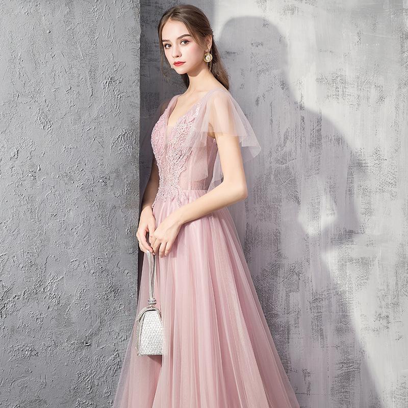 Evening Dress Women's 1011 New Elegant Temperament Dress Banquet Evening Dress Long Host Dress Evening Dress