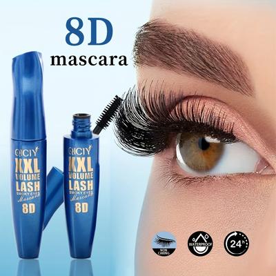 Mascara Waterproof 8D Fiber, Mascara Allungante Spesso e a Lunga Durata Pieno e Lungo Senza Sbavature Senza Grumi Trucco Occhi Regalo