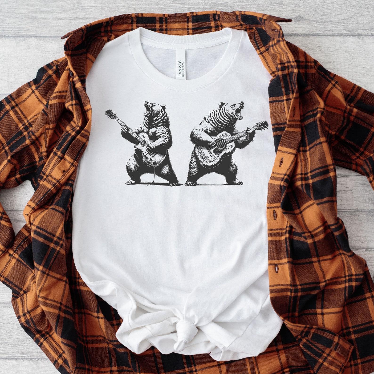 Bear Duo Guitar Jam Tee - Rockin  in the Wild/ Unisex Softstyle T-Shirt L