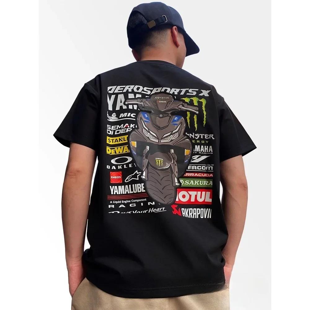 Motorcycle Rider Men's Breathable Short Sleeve Fashion Brand Yamaha Animation Printing Loose Crew Neck  K2yT-Shirt Top