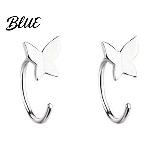 Face-flattering Earrings 1 Pair Women Earrings Butterfly Design Circle Shape