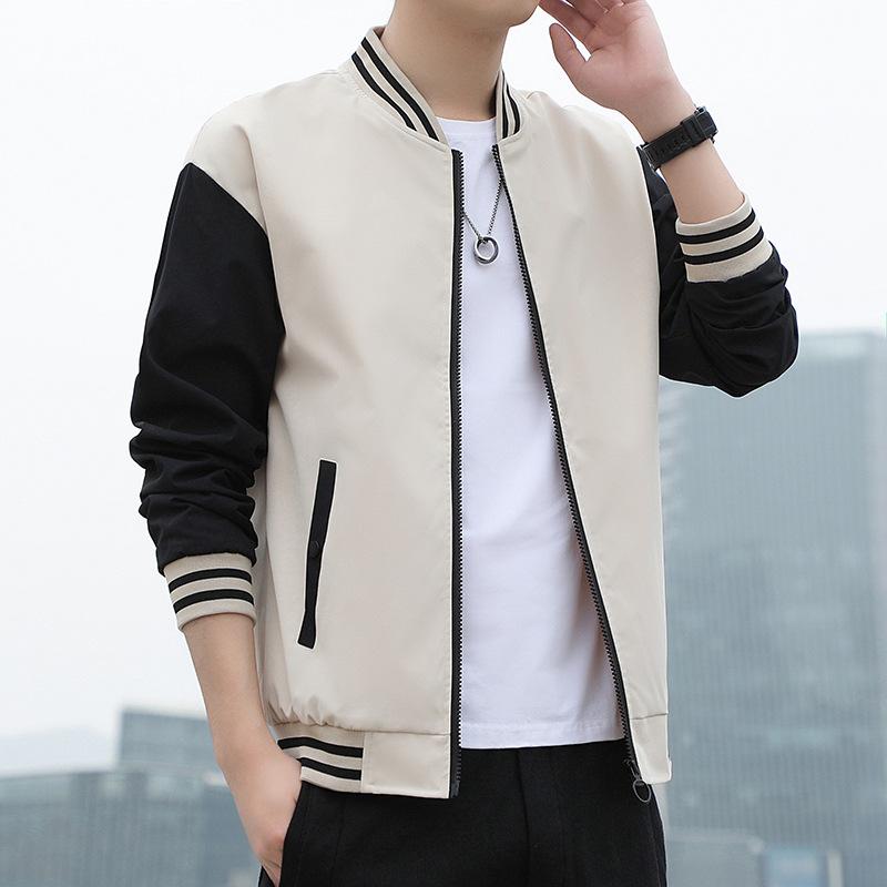 Spring and Autumn New Jacket Men's Solid Color Stand Collar Korean Version of Casual Loose Jacket Men's Jacket Trend