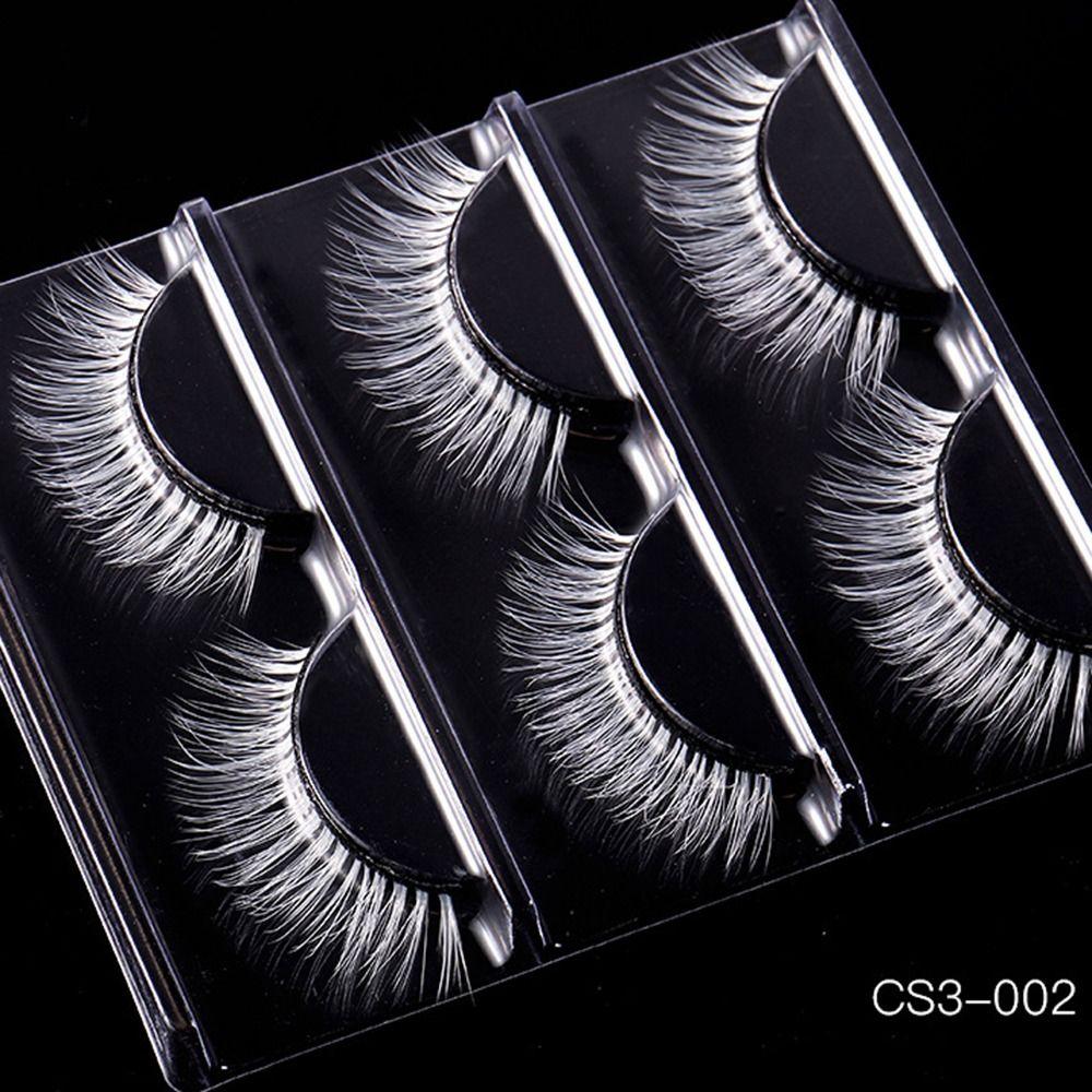 3 Pairs Natural White False Eyelashes Dramatic Cosplay Eyelashes  Lashes Extension