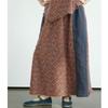 Johnature Women Vintage Print Floral Skirts Elastic Waist Cotton Soft Cloths Summer Loose Patchwork Color Skirts