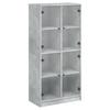 Highboard with Doors Concrete Grey 68 X 37 X 142 Cm Wood Based Material