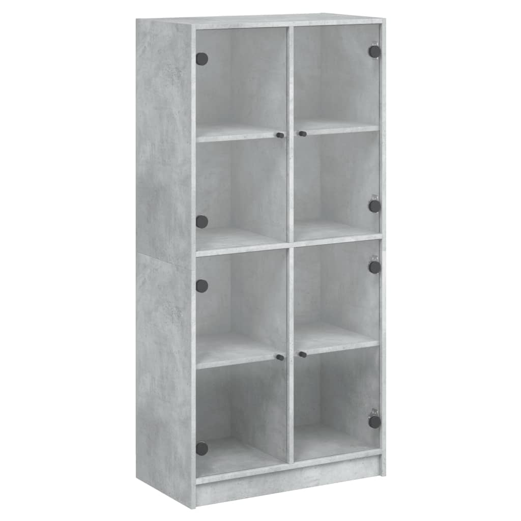 Highboard with Doors Concrete Grey 68 X 37 X 142 Cm Wood Based Material