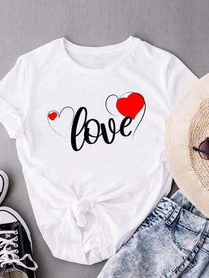 (Asian Size) Women Sweet Trend Cute 90s Lovely Short Sleeve Fashion Print Lady Tee Top Clothing Casual Tshirt Female Graphic T-shirts