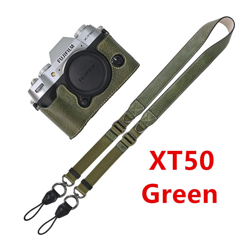 Litchi Skin PU Leather Half Case for Fujifilm Fuji XT50 XS10 XS20 XT30 XT30II XT20 XT10 XT5 XM5 Battery Opening Cover With Strap