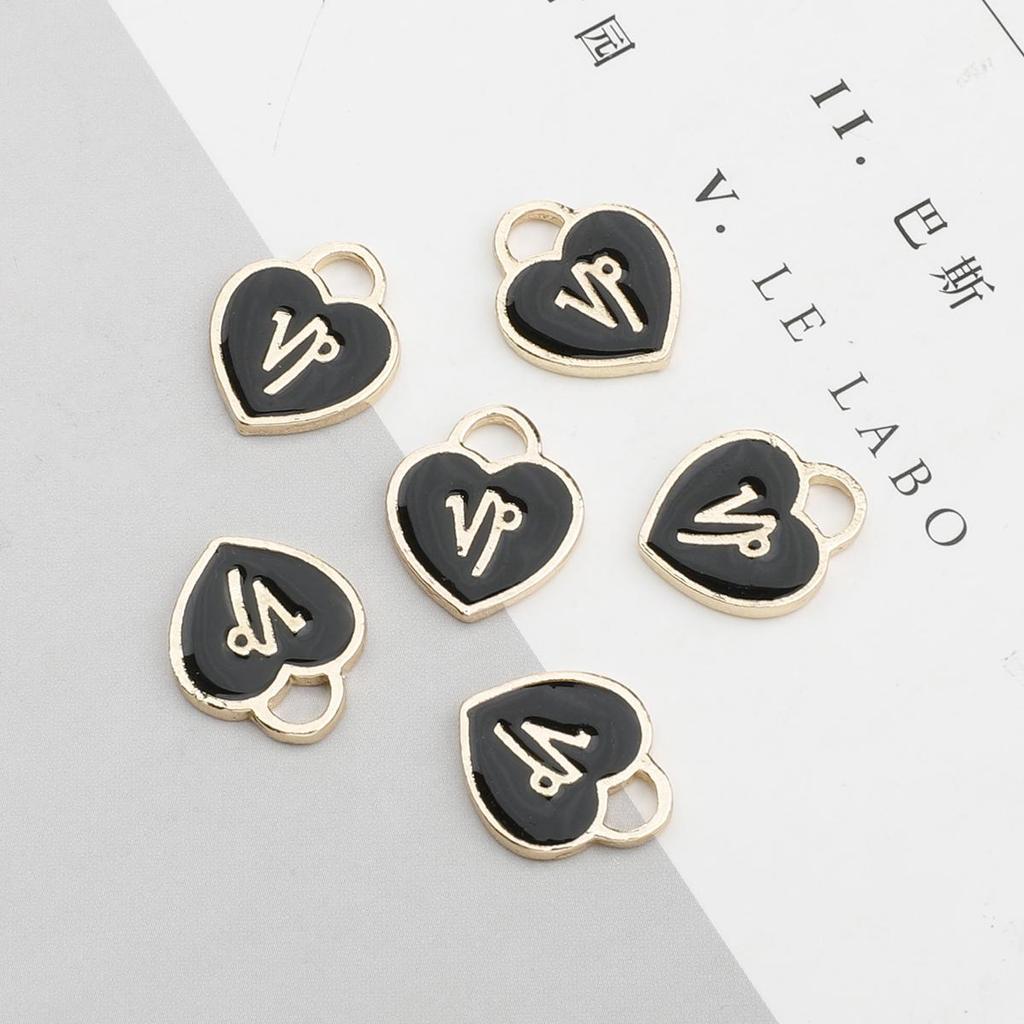 10/12Pcs 12*14mm 12 Constellations Love Heart Droping Oil Alloy Accessories For Jewelry Component Making DIY Necklace Bracelet Earring