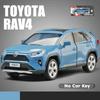 1/24 TOYOTA RAV4 SUV Sport Odlehčený slitinový miniaturní model auta na dálkové ovládání se zvukem a světlem, natahovací, kolekce, dárek pro chlapce