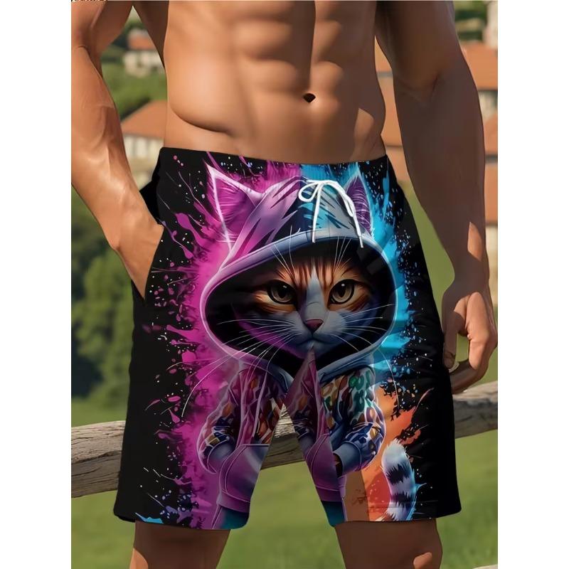 Summer Men's 3D Printed Beach Shorts Fashion Versatile Trend Breathable Casual Vacation Style