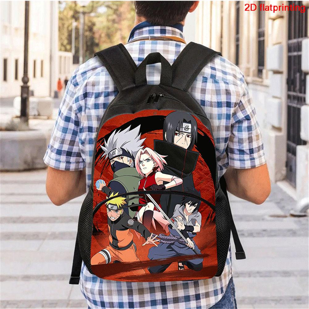 3Pcs Set NARUTO Anime School Backpack With Front Pocket & Crossbody Bag & Pencil Bag,Durable&Lightweight,for Boys&Girls Age 5-11