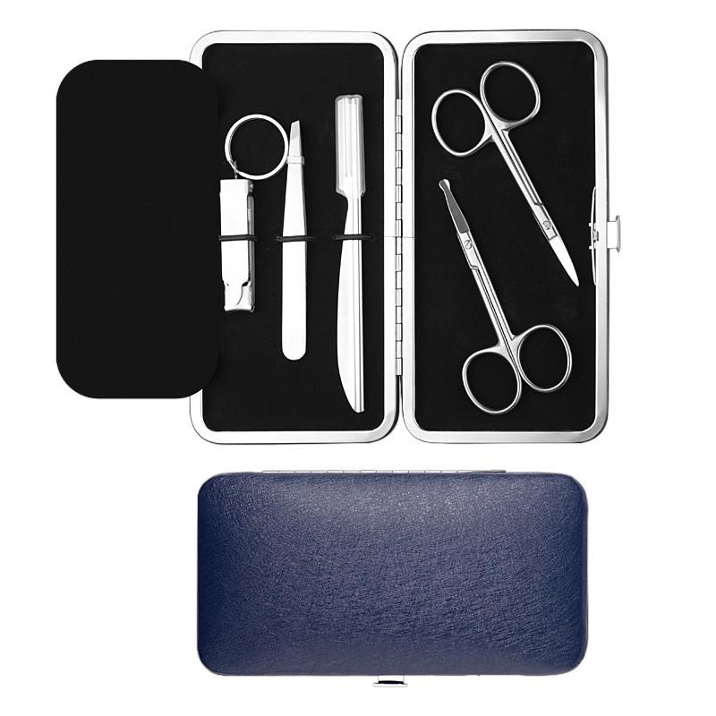 Mens Grooming Kit With Stainless Steel Nose Hair Trimmer Eyebrow Scissors Tweezer Nail Clipper Set