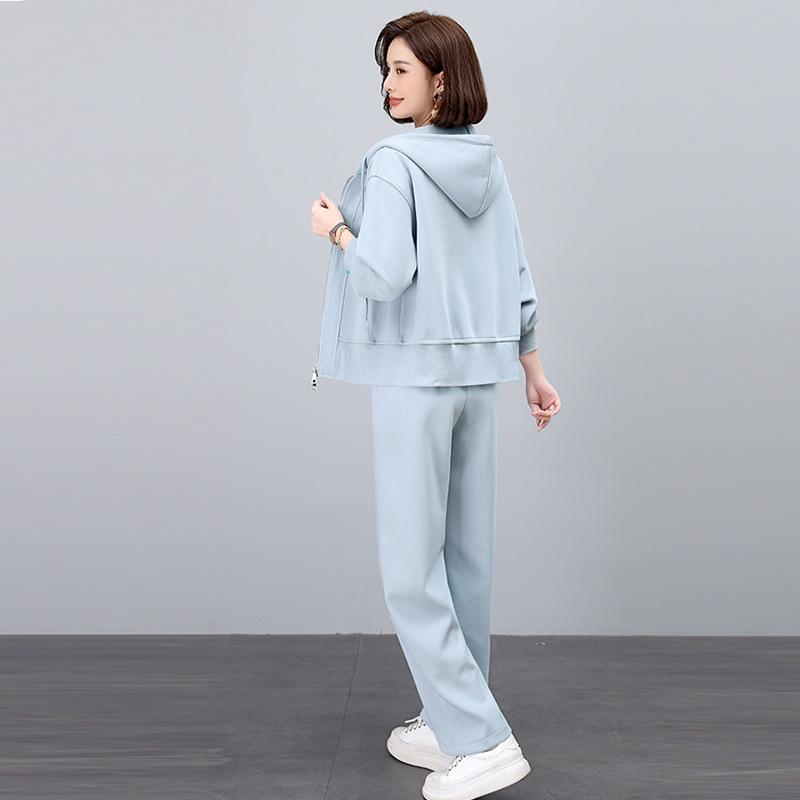 Women's Spring & Autumn 2025 Fashionable Casual Sportswear Set: Loose Sweatshirt & Wide-Leg Pants Two-Piece 