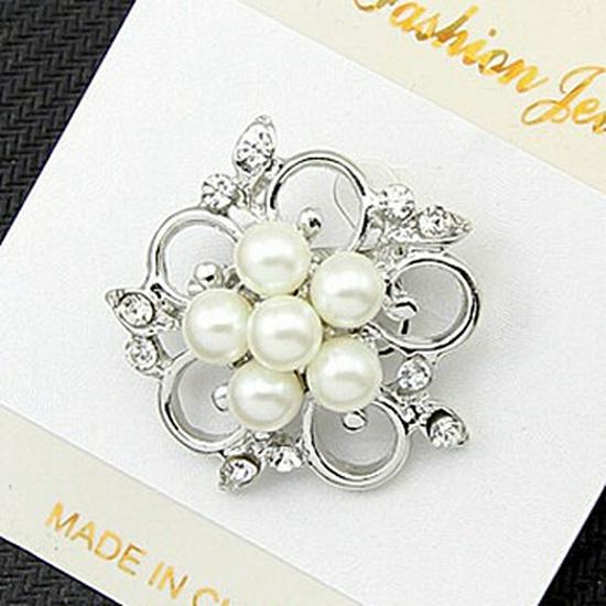 Elegant Pearl Flower Brooch Lapel Pin for Weddings and Banquets Zhen Yao Accessories сплава