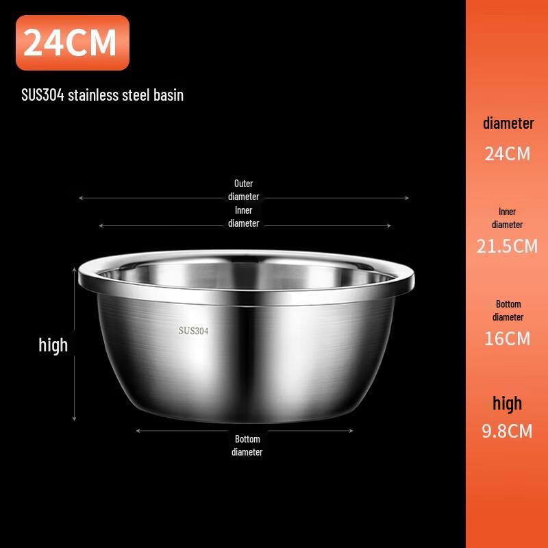 Ouroti 304 Stainless Steel Multipurpose Mixing Bowl