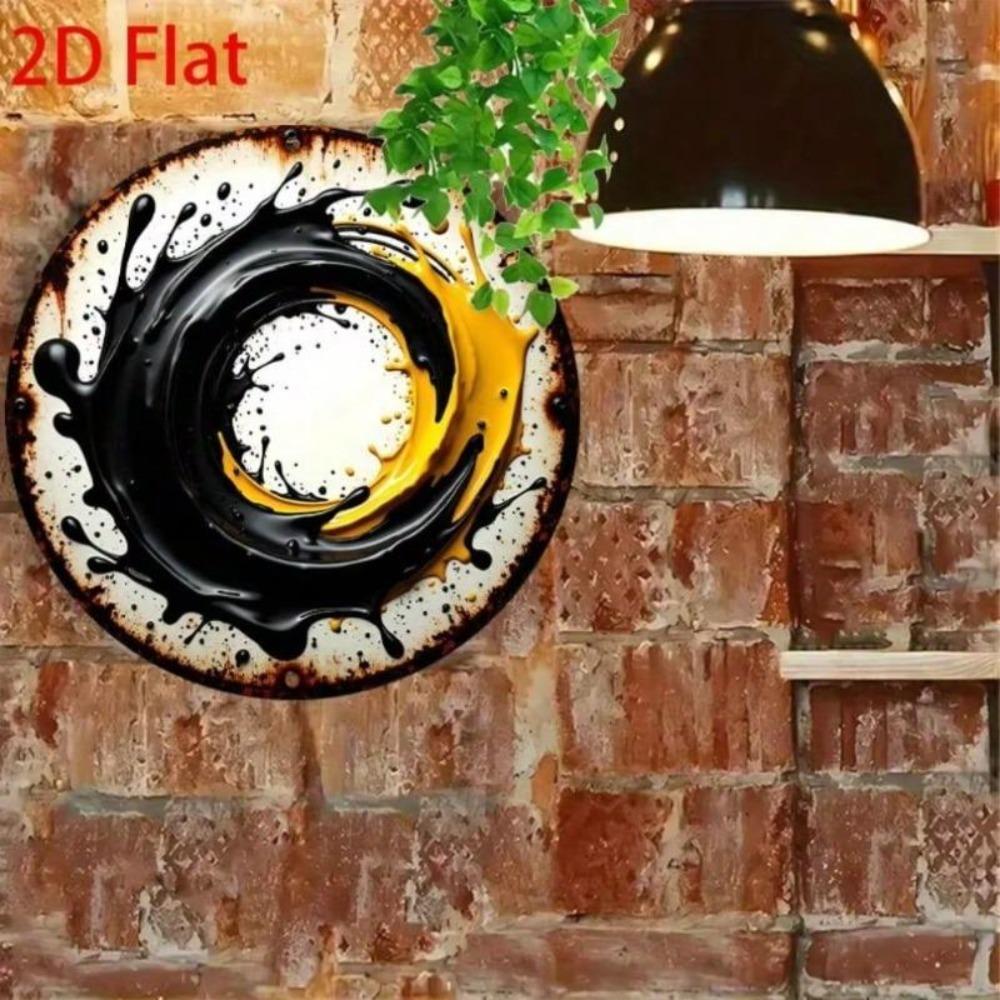 Vintage Black Yellow Metal Wall Art Sign 2D Contrast Design Durable Aluminum Kitchen Bar Cafe Garage Home Garden Decor