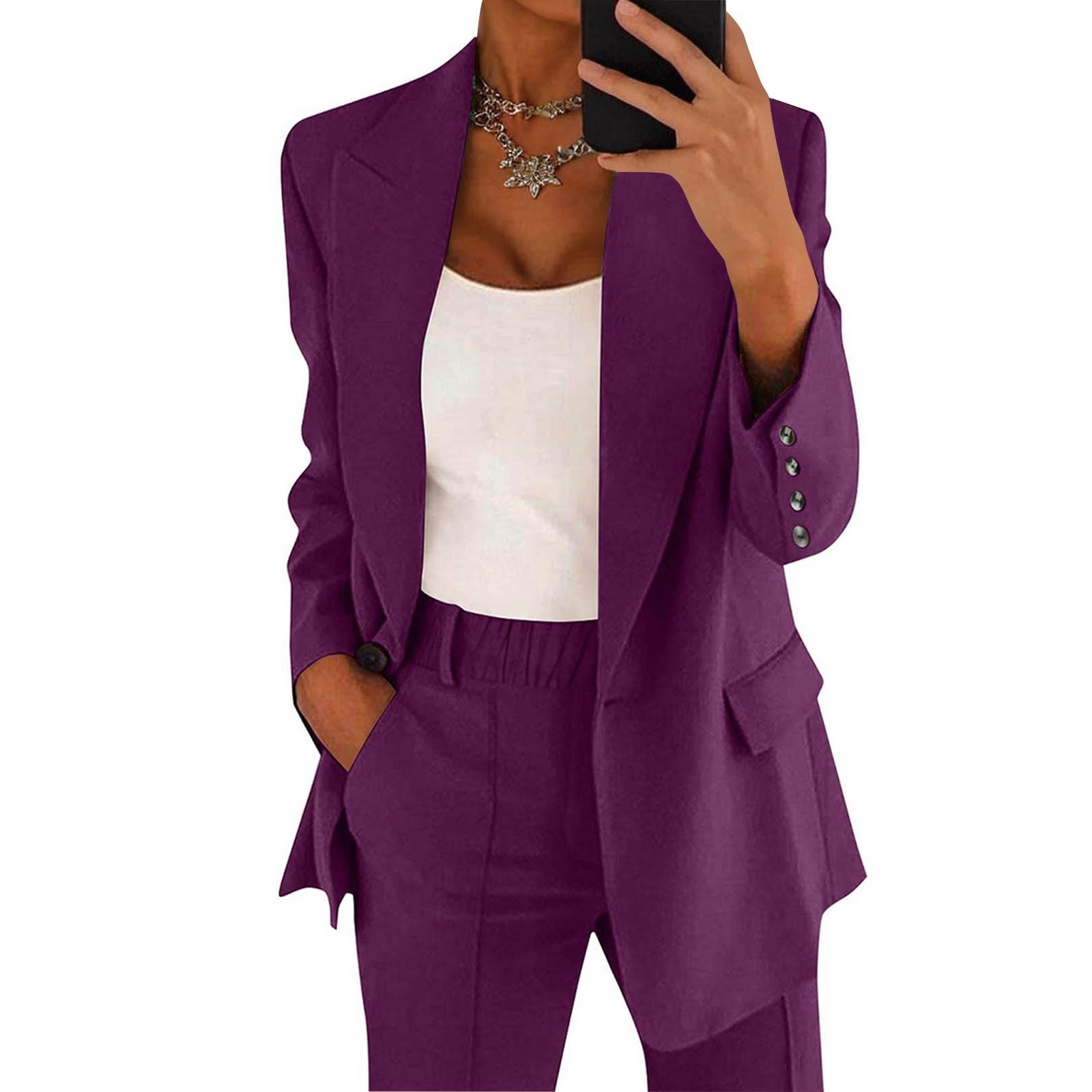 

Женский повседневный однотонный кардиган с длинными рукавами и лацканами, куртка, брюки, костюм L