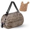 Large Capacity Eco with Crinkle Bag [RELATO] Bag, Foldable, Compact, Lightweight, Zippered, Stretchable, (Leopard Print)