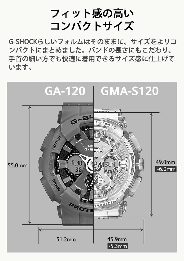 Casio G-Shock Watch (GMA-S120SA-7A1JF) Made with Environmentally Friendly Materials, Women's, White (Official Japanese Product)