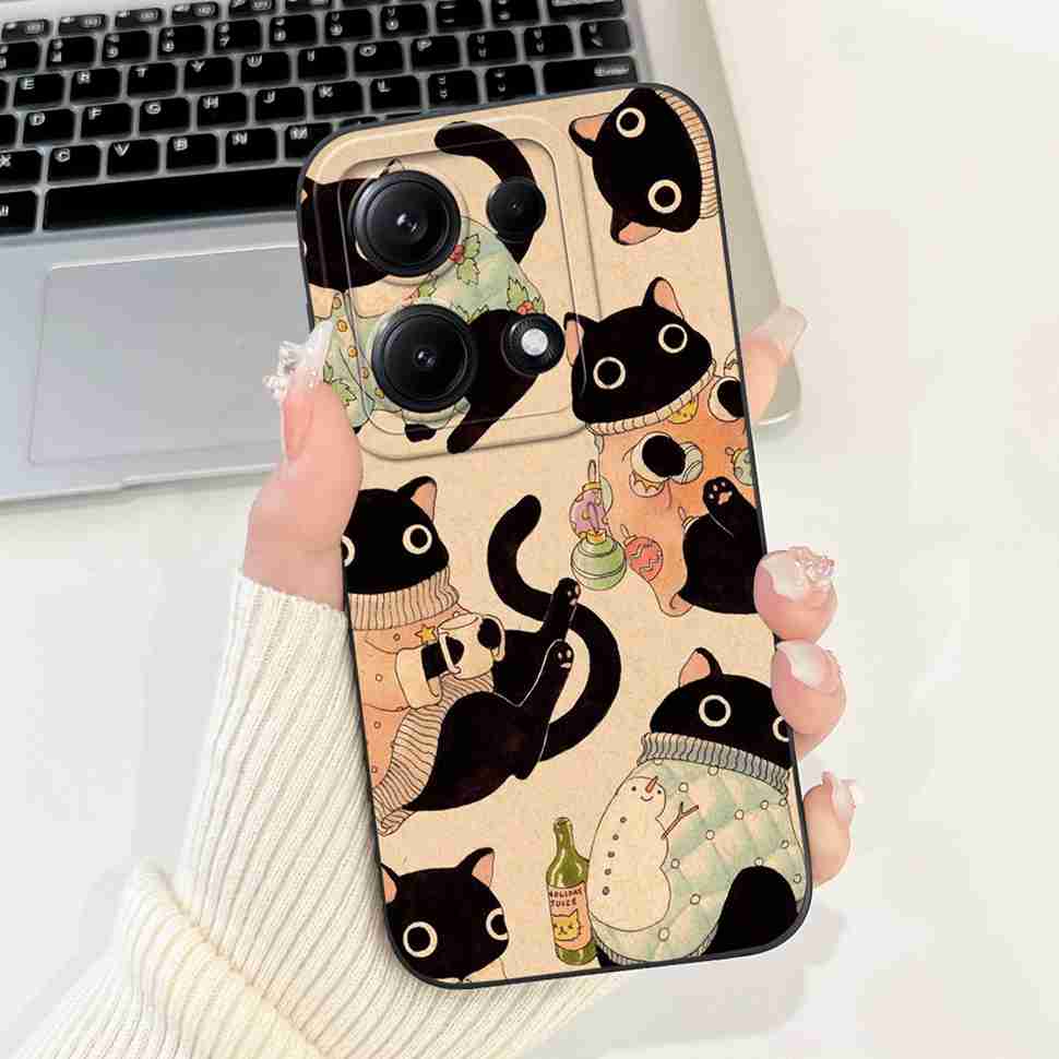 Simple Silicone Case For Redmi Note14s 4G Capa Lovely Panda Rabbit Shockproof Back Cover For Xiaomi Redmi Note 14S Phone Shell