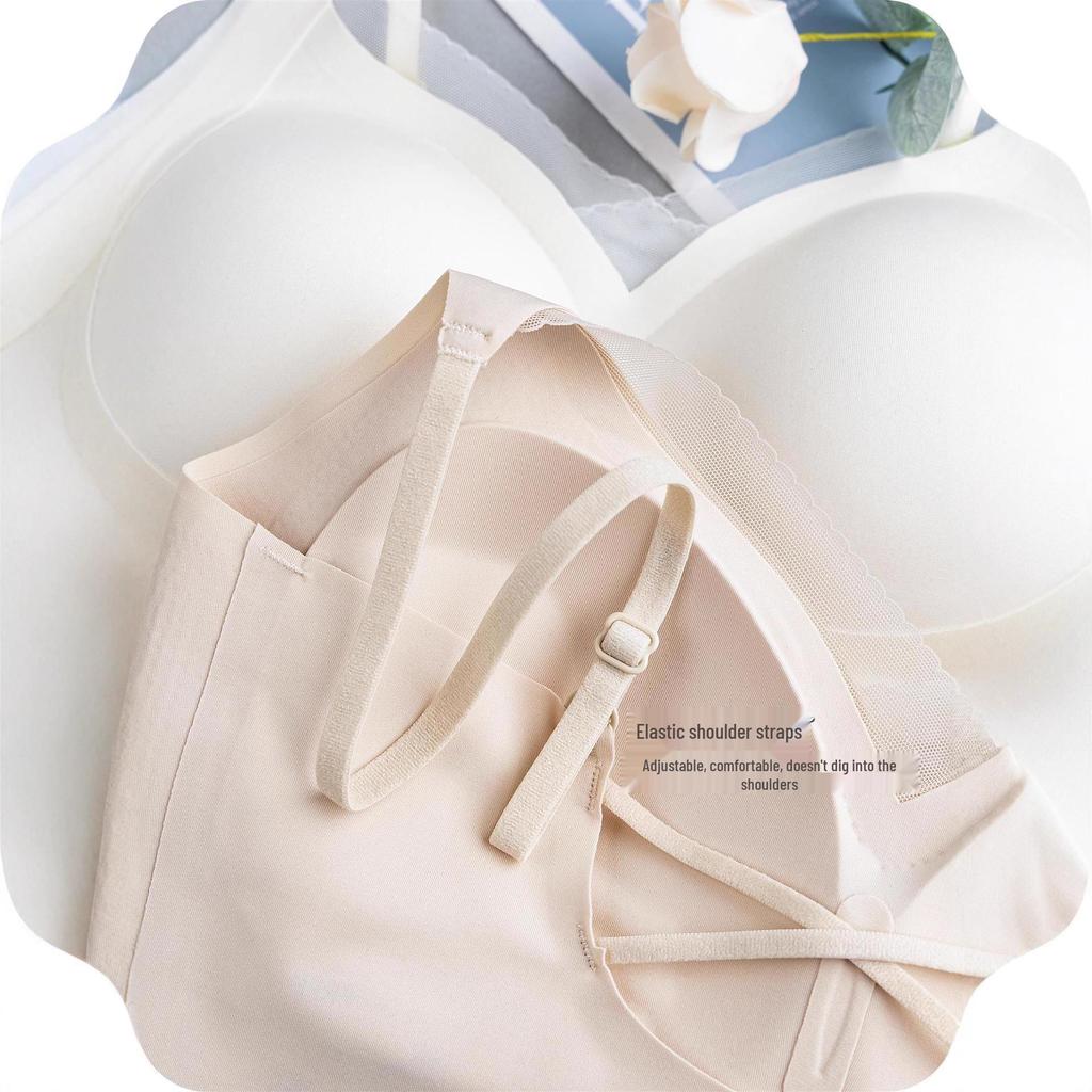 Enhancing Push-Up Bra: Sleek Ice Silk, Anti-Sag, Side Support, Beautiful Back Design, Hollow Out, Light Summer Fit.