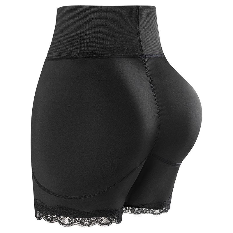 

High Waist Butt Lifter Lace Trim Shapewear Shorts S чёрный