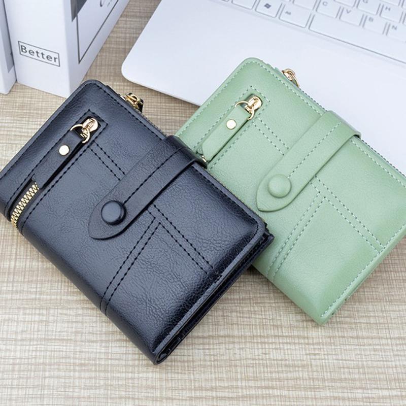 Solid Color Wallet  Short Card Holder Luxury Designer Solid Color Clutch Bag Ultra-Thin Leather Wallet For Women
