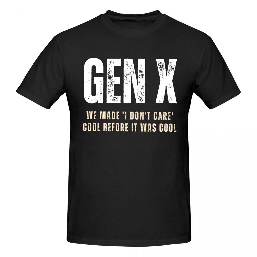 Unisex Gen X Boomers We Dont Care Fun T Shirt Vintage Big Size Cotton Crewneck Sleeve Tshirt Unisex