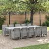 vidaXL 11-piece Garden Dining Set with Light Grey Poly Rattan Cushions 3378769