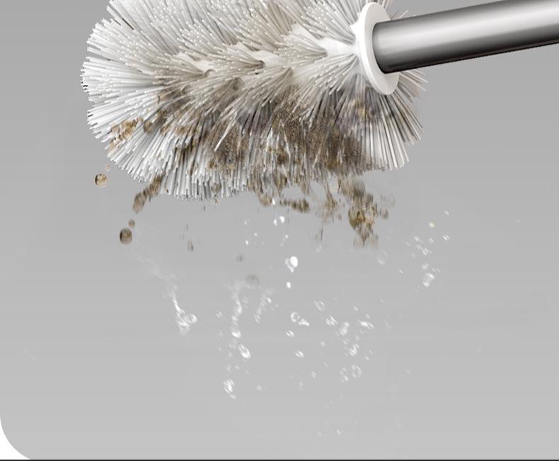 Sleek Wall-Mounted Aluminum Toilet Brush with Long Handle