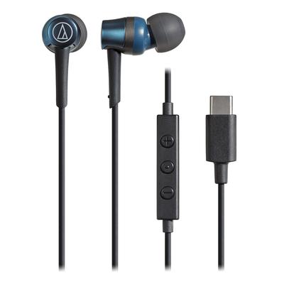 Audio Technica BL Earphones with Microphone USB Wired Canal Type Telework Home Work Web Meeting ZOOM Blue ATH-CKD3C Type-C 1.2m PC/Windows/Mac/Android